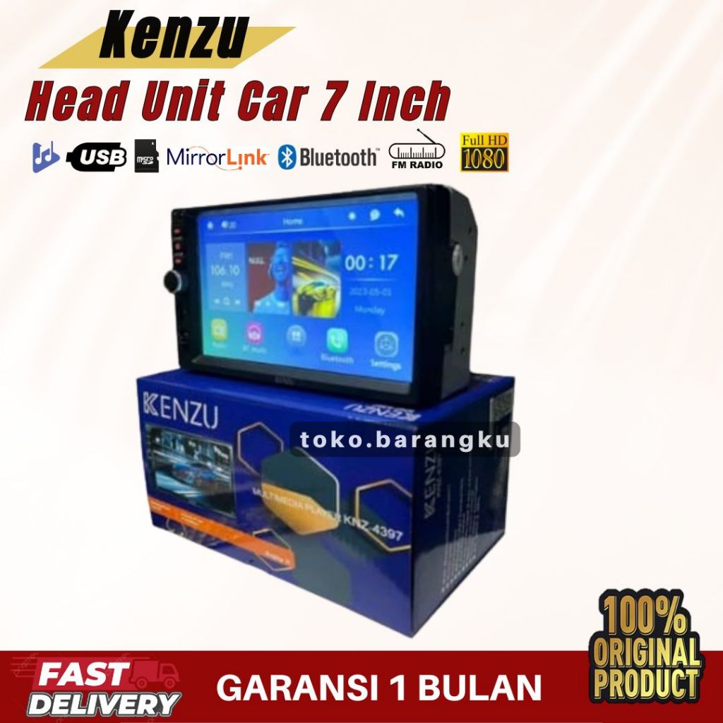 Head Unit Double Din MP5 7 Inch Mirrorlink Bluetooth Full Glass Touchscreen JEC Audio Mobil Tape Mob