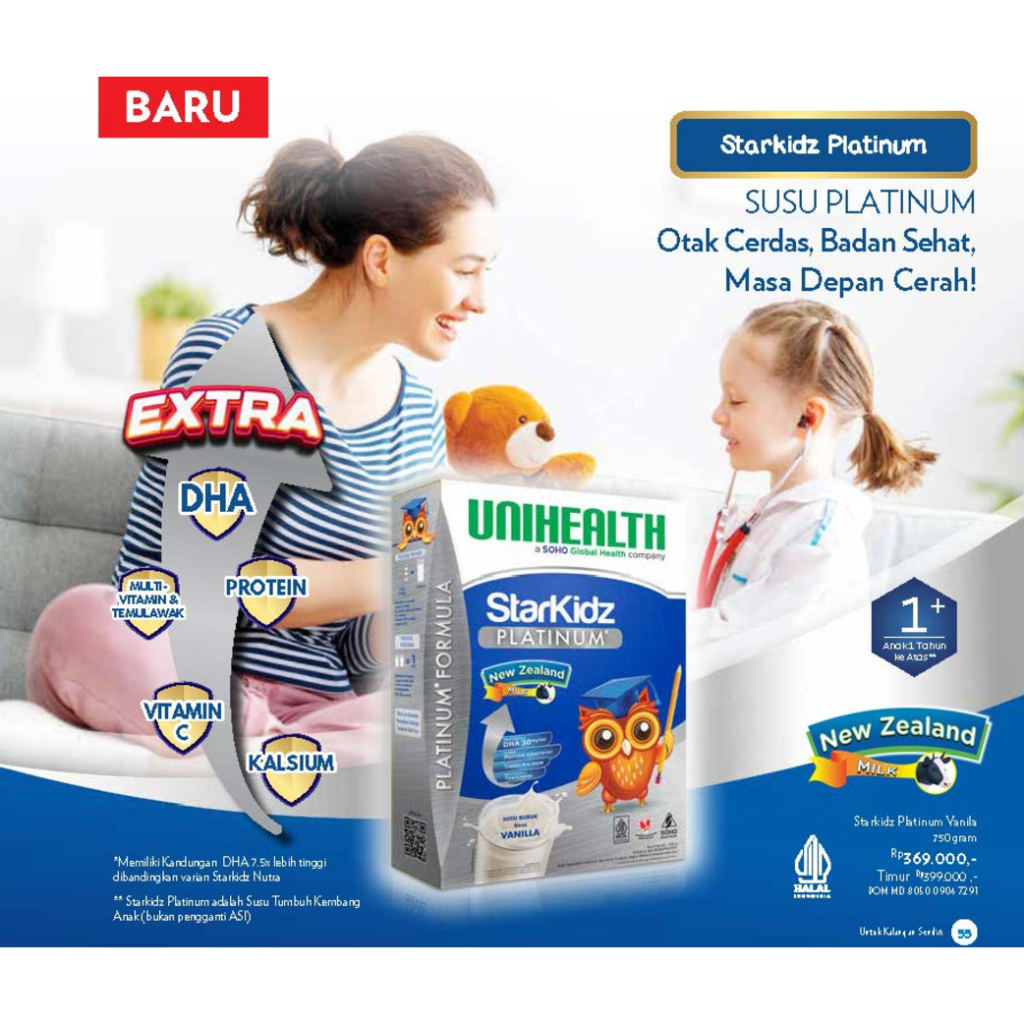 

SUSU Starkidz Platinum Unihealth Paling Kompilt Extra DHA Kalsium Temulawak