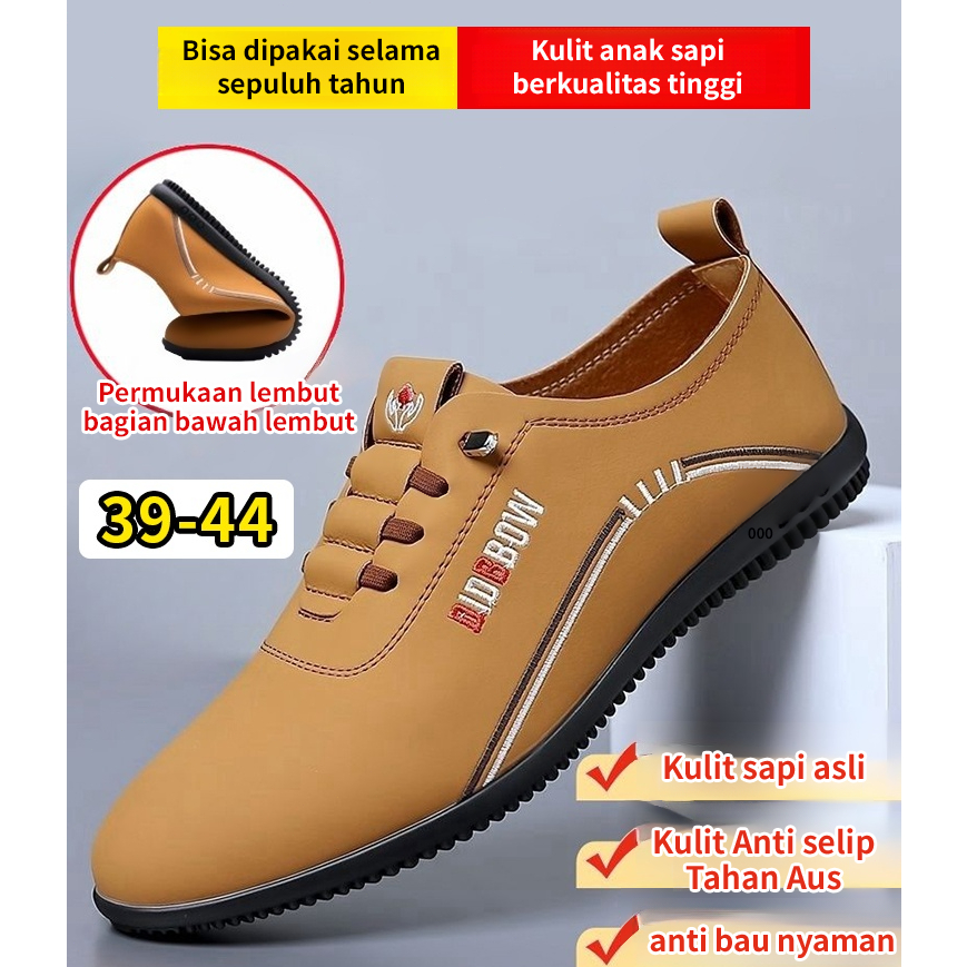 100% Asli✅Men's Soft Bottom Casual Shoes /Sepatu Slip-On Musim Gugur Baru Pria/Sepatu Kasual Bersirk