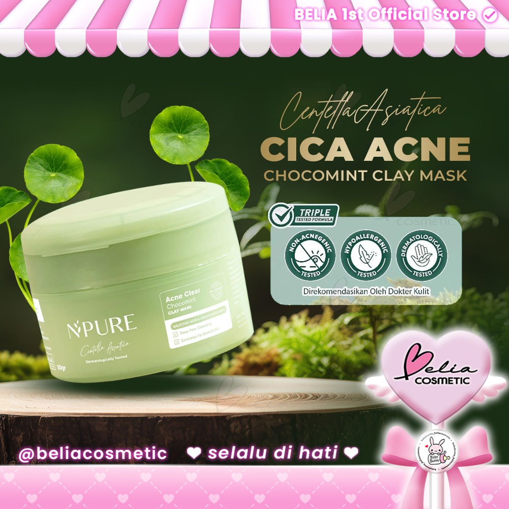 ❤ BELIA ❤ N'PURE Centella Asiatica Acne Clear Chocomint Clay Mask | Masker Anti Jerawat Komedo