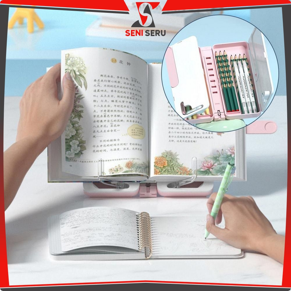 

Kotak Pensil Lipat 2IN1 Multifungsi dengan Tatakan Buku dan Papan Tulis Praktis / Tempat Penyimpanan Alat Tulis Anak Sekolah / Pencil Case Book Holder Import Seni Seru A73