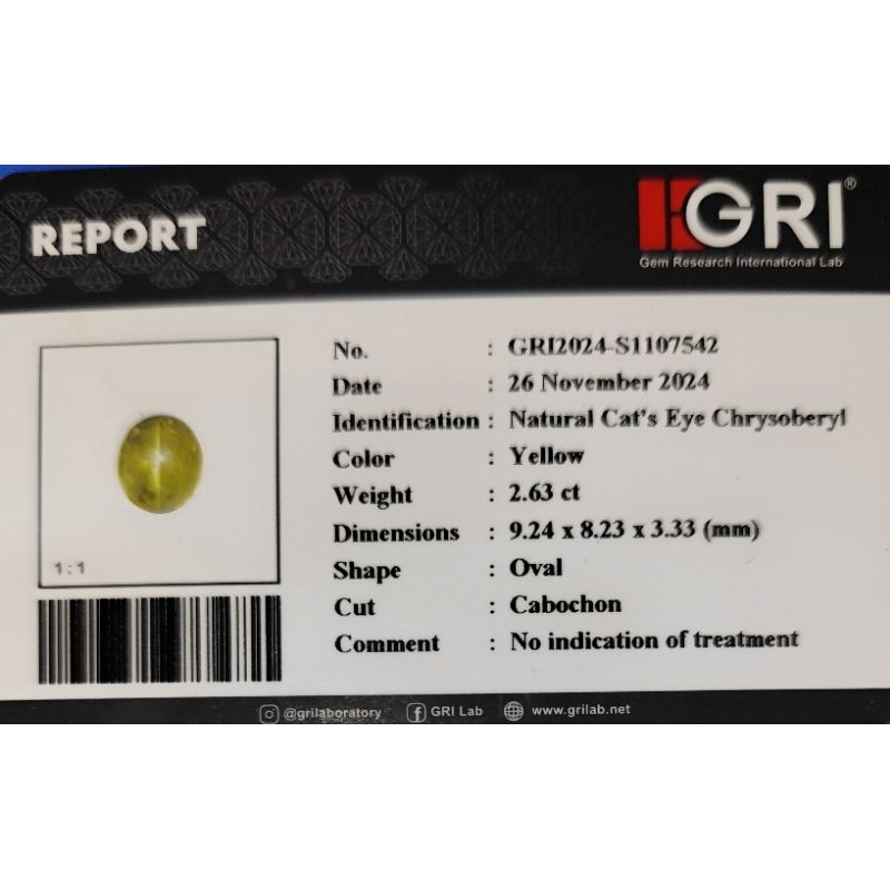 Chrysoberyl cat's eye