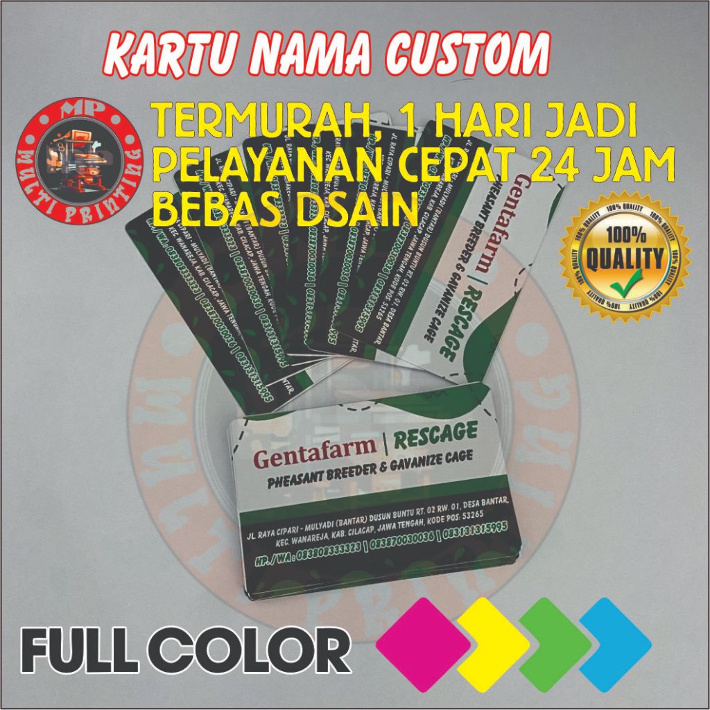 

kartu nama custom gratis dsain ukuran full color multi printing