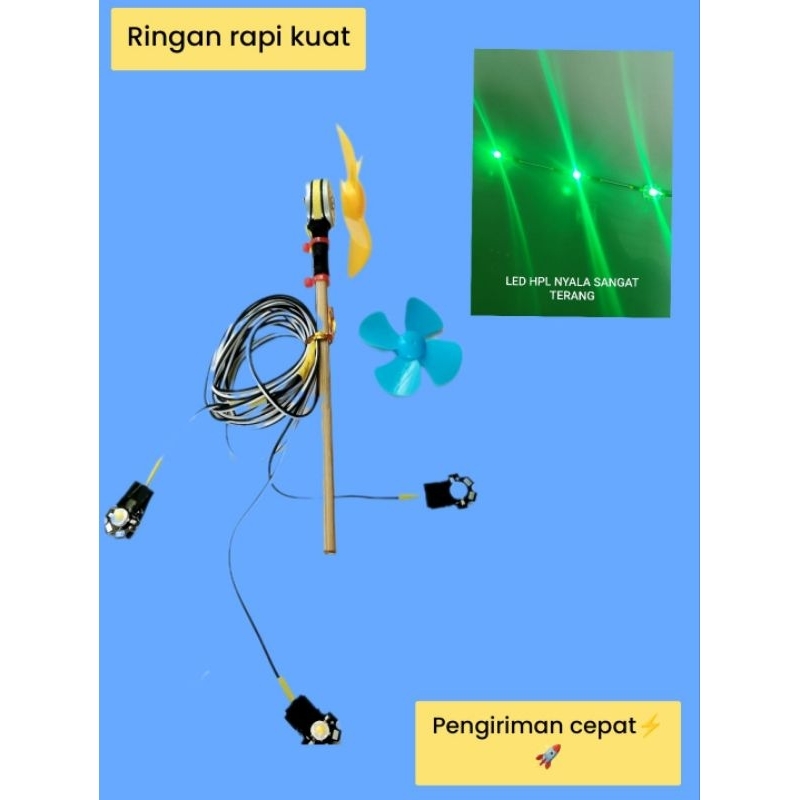 lampu layang layangan pegon,celepuk dll, tenaga dinamo ringan,fullset 2 baling"(super terang)