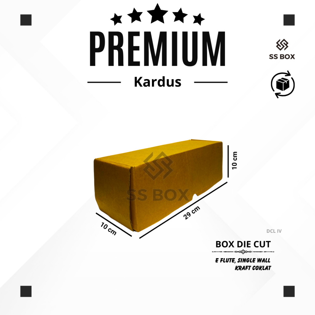 

KARDUS PACKING DIE CUT ukuran 10 x 29 x 10 KARDUS F-FLUTE PREMIUM