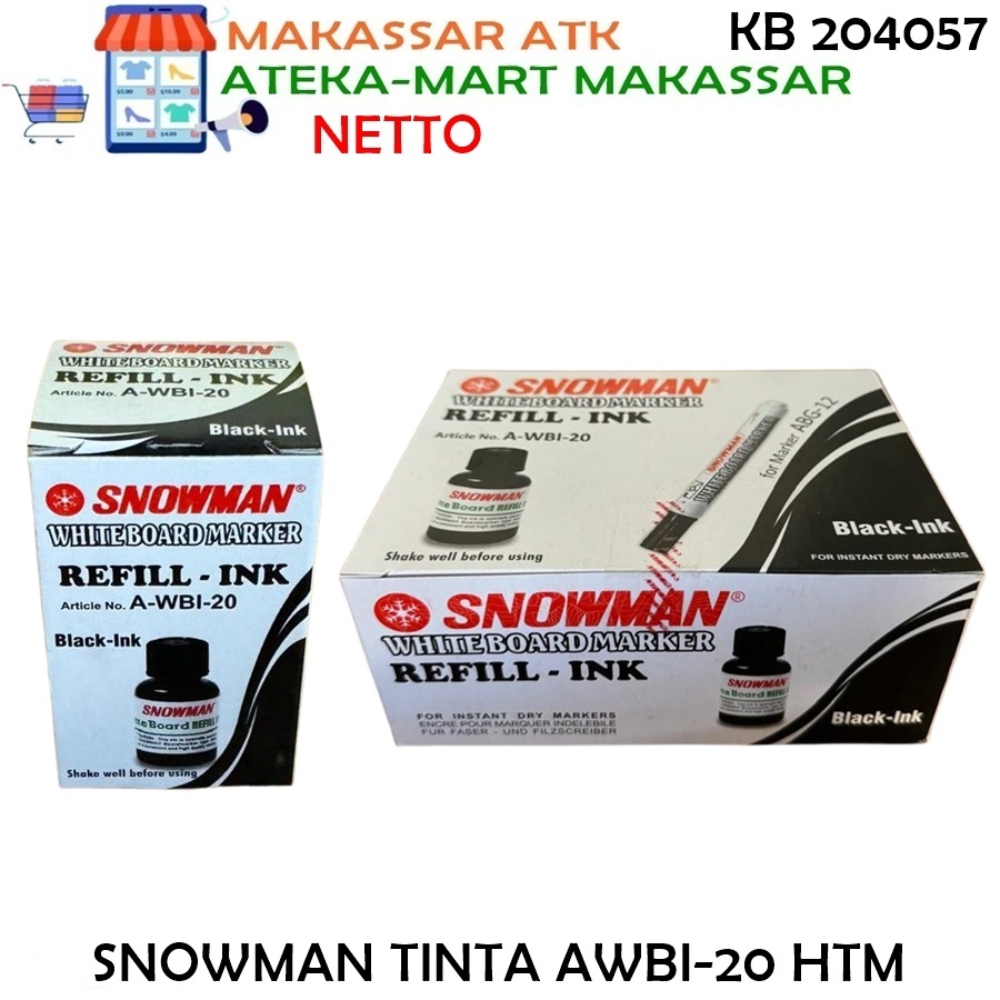

[BOX/12PCS] SNOWMAN TINTA WHITEBOARD AWBI-20 REFILL INK ABG-12 WHITEBOARD