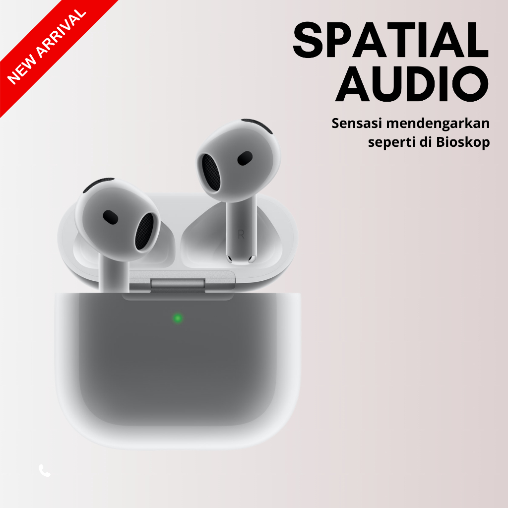 Gen 4 Pods ANC Wireless Earphone - Noise Cancelling 100% & Spatial Audio - Garansi 12 Bulan