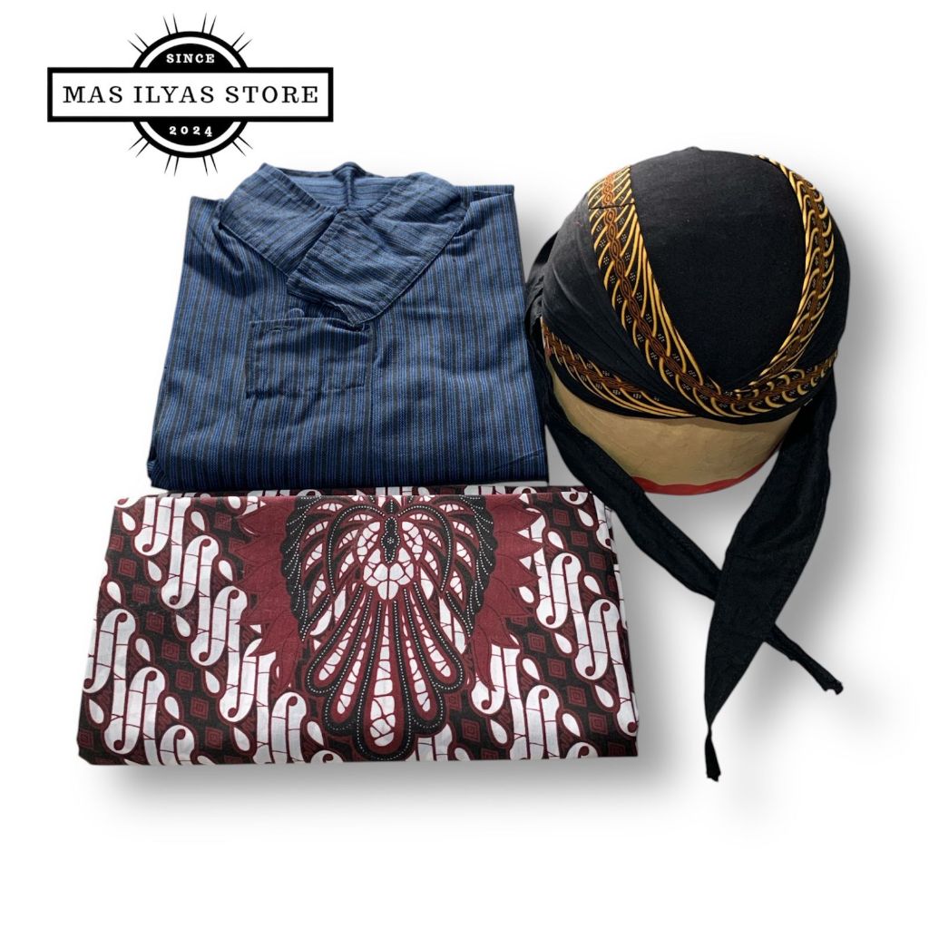 Setelan Surjan+Blangkon+Jarik/Setelan Pakaian Tradisional/Setelan Pakaian Tradisional Pria Dewasa