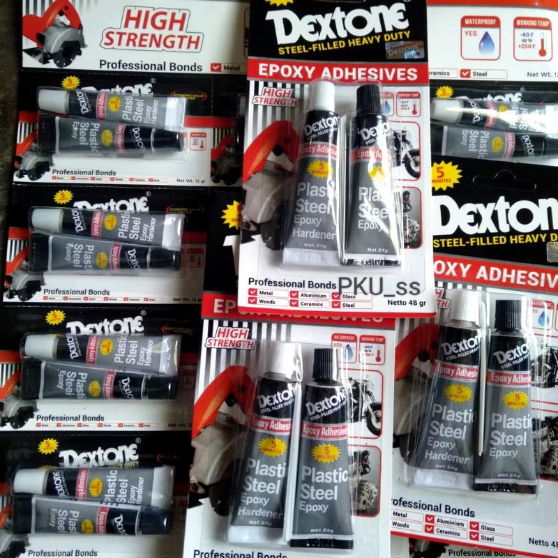 LEM EPOXY / LEM  DEXTONE HITAM PUTIH /BESI /SERBAGUNA DEXTONE 5 MENIT