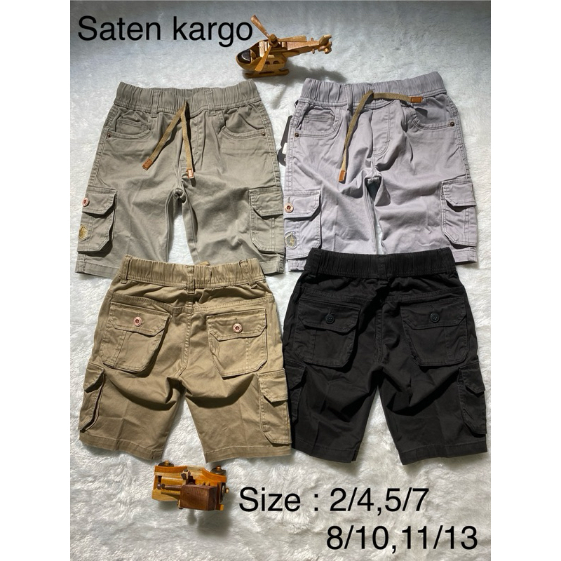 Celana Pendek Kargo Saten Premium Anak Laki-Laki 4 -13tahun Celana Pendek Kargo Anak Cowok Kekinian