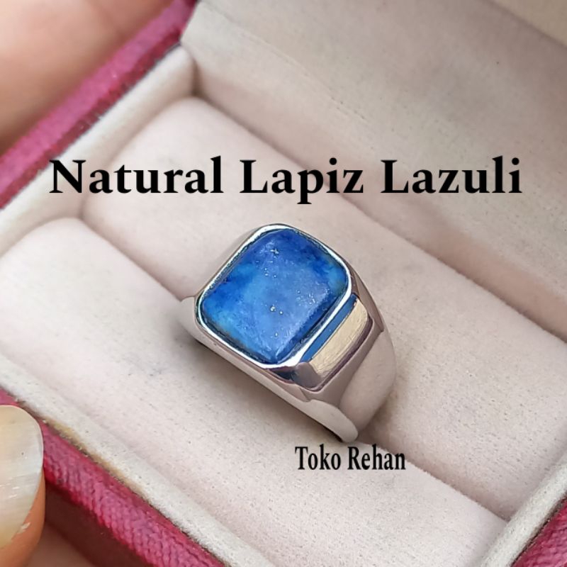 Cincin Batu Natural Lapis Lazuli Mewah Elegant