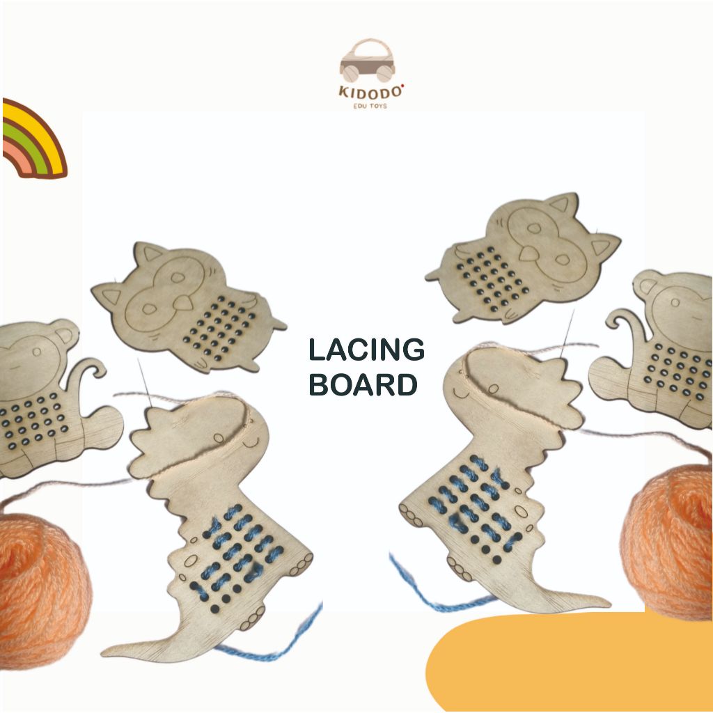 Mainan Menjahit Anak - Aktifitas Menjahit - Lacing Board - Mainan Meronce Papan