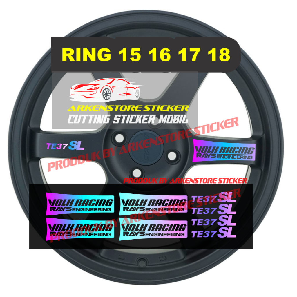 Sticker velk te37 sicker stiker velk mobil velk volk rays racing rays enginiring te37 ring 15 16 17 