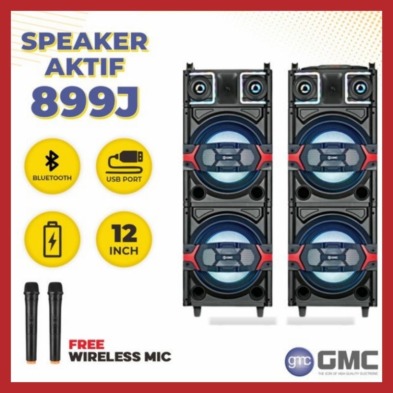 SPEAKER GMC 899J | 4 X 12 INCH | 2 MIC WIRELESS