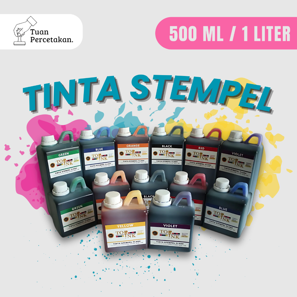 

Tinta TOPINK untuk Stempel Flash Otomatis | Media Kertas | Ukuran 1 Liter / 500 ML | Varian Warna
