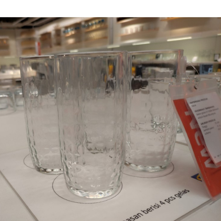4PCS GELAS KACA BENING IKEA FROJDA 400 ML/1SET GELAS KACA CANTIK/GRATIS ONGKIR/PROMO COD