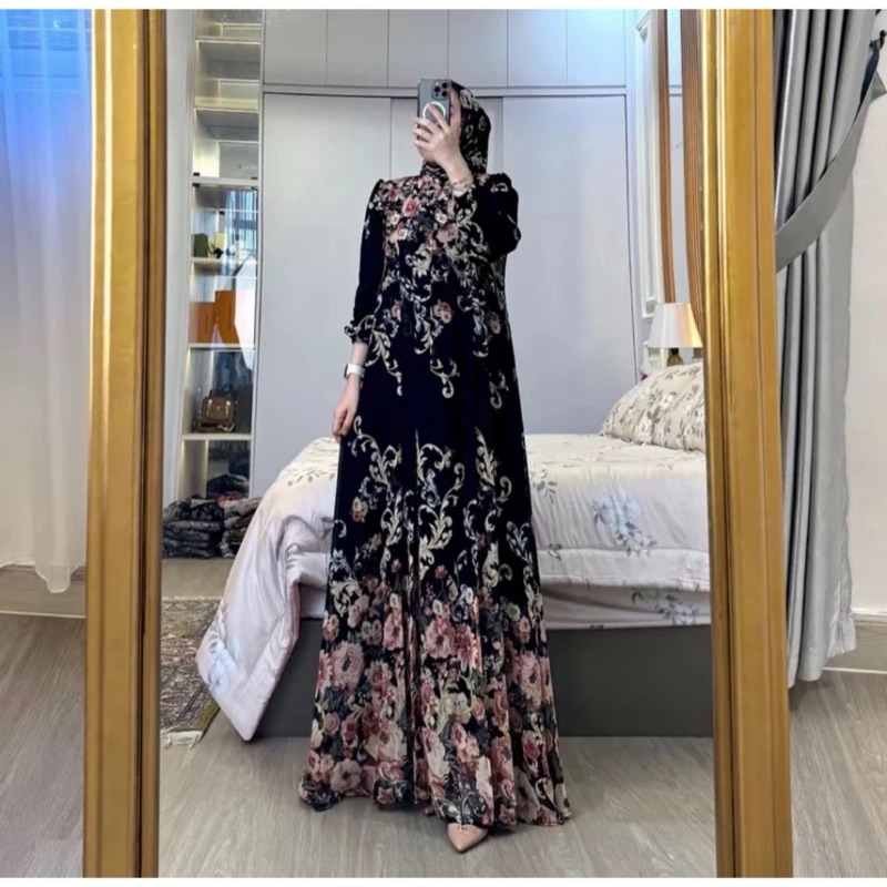 Gamis rayon viscose - Gamis kekinian - Gamis motif rayon diamond - Gamis rayon viral