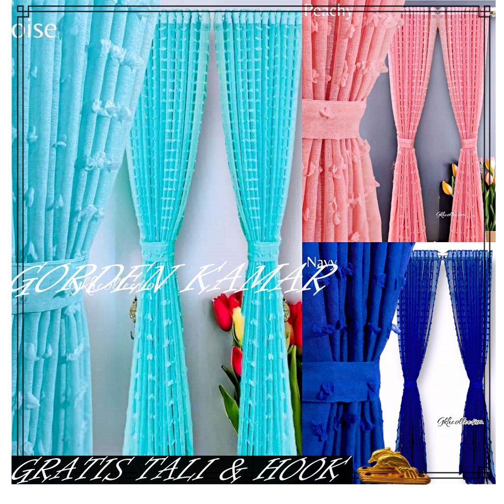 Gorden Jendela Pintu Kamar Bahan Vitrase Rubiah Tipis Tinggi 250 Cm 12 Smokring