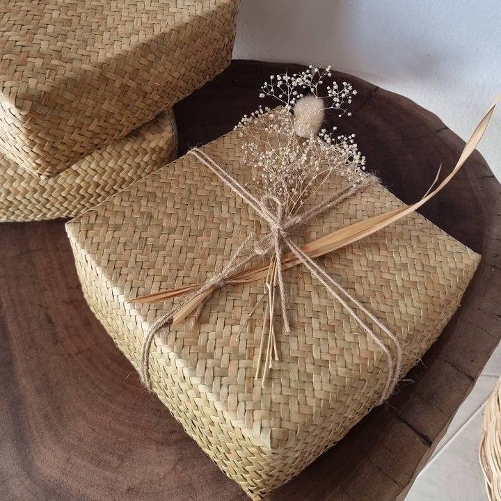 Keranjang Kotak Box besek bingkisan hampers parcel anyaman purun  Purun woven baskets hampers parcel