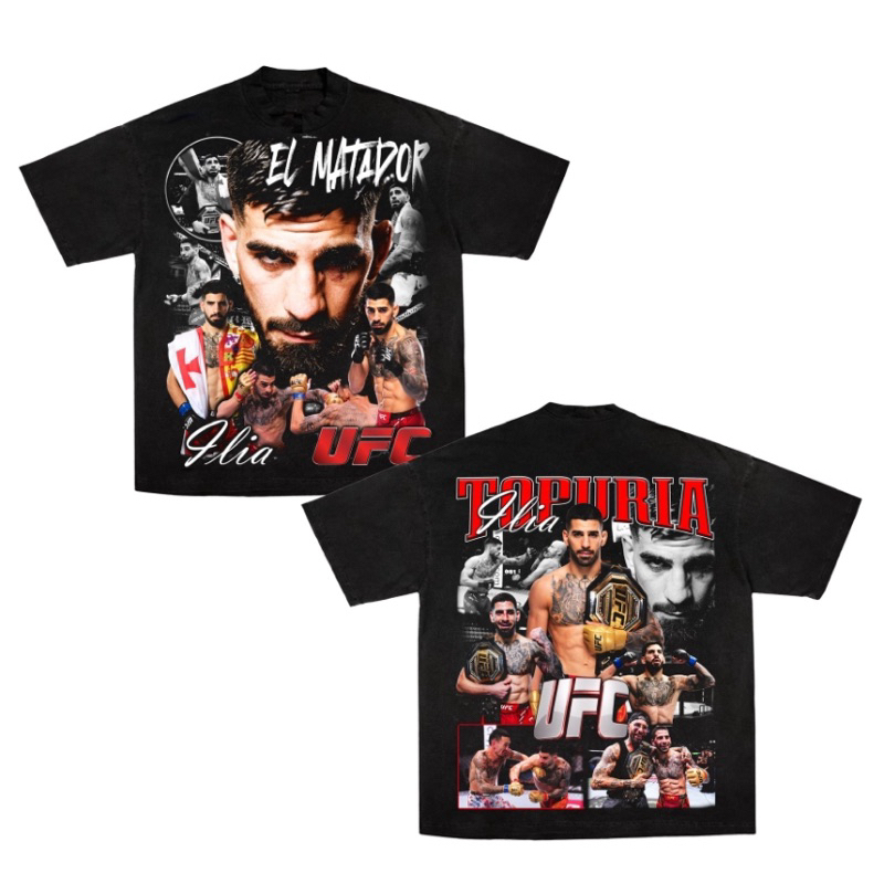 KAOS BAJU OVERSIZED ILIA TOPURIA UFC HITAM PREMIUM ORIGINAL