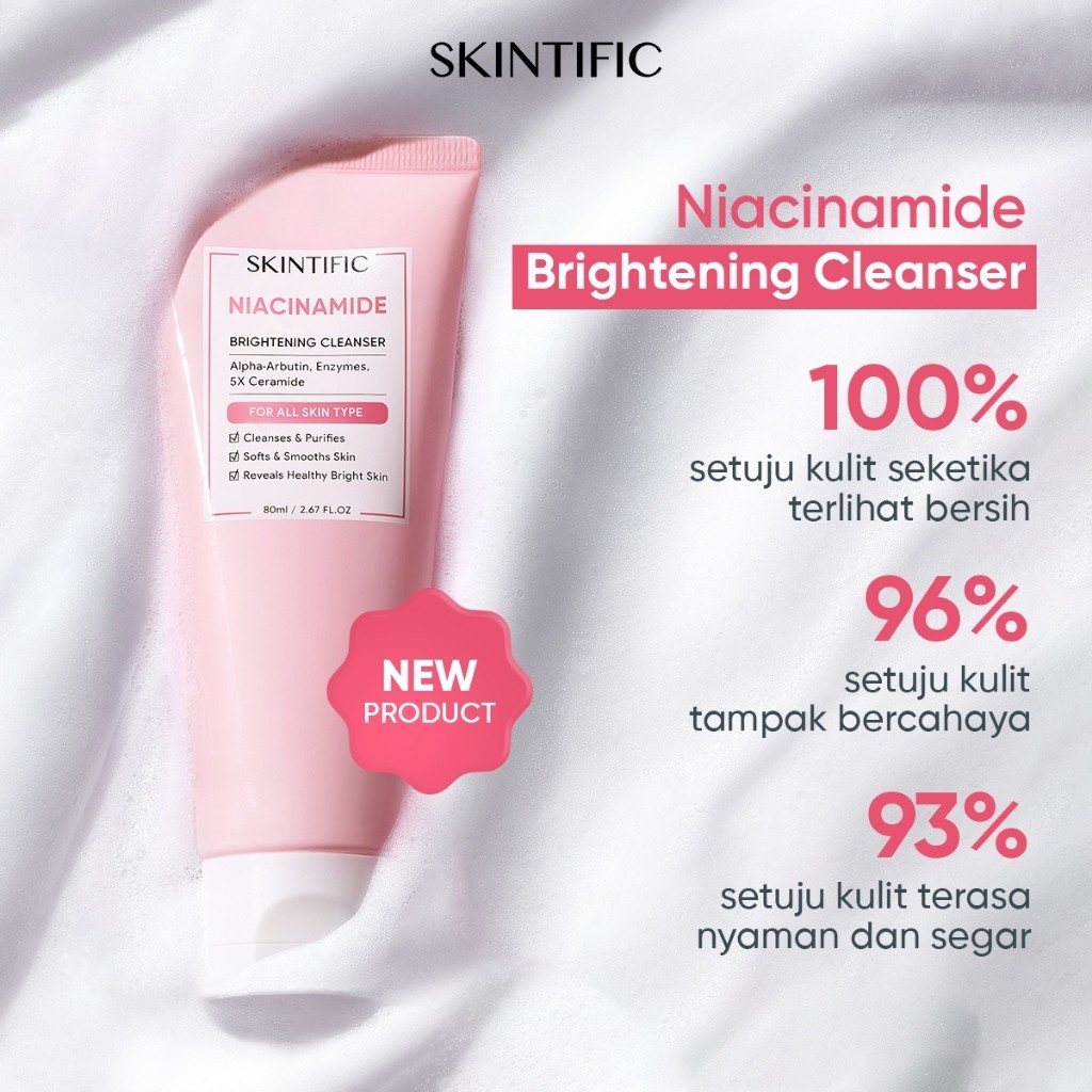SKINTIFIC Niacinamide Brightening Facial Cleanser Gentle Glowing Sabun Wajah 80ml Face Wash