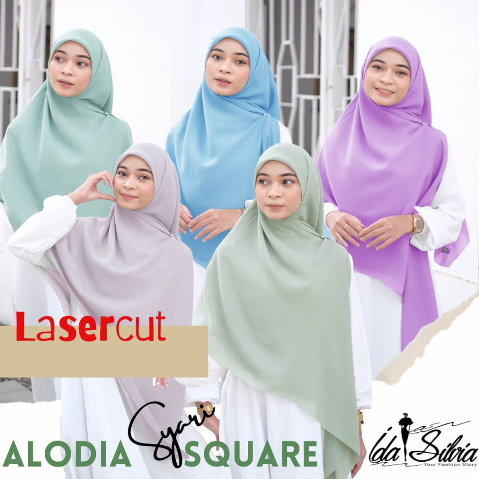 KODE O93C Jilbab Segiempat SYARI Jumbo Kerudung Segi Empat Lasercut dan Jahit Tepi Syari Hijab squar