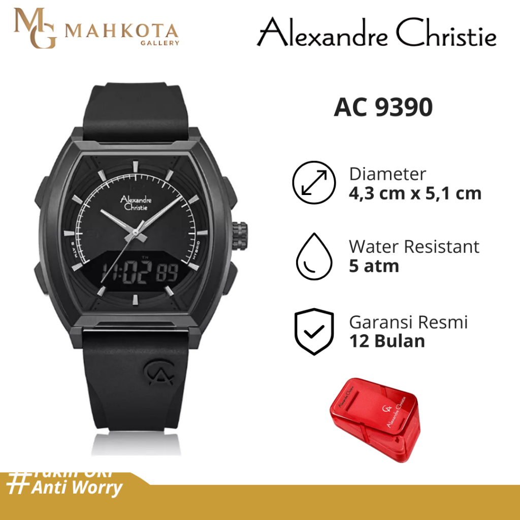 Jam Tangan Pria Alexandre Christie AC 9390 MH Strap Karet Original Bergaransi Jam Tangan Palembang