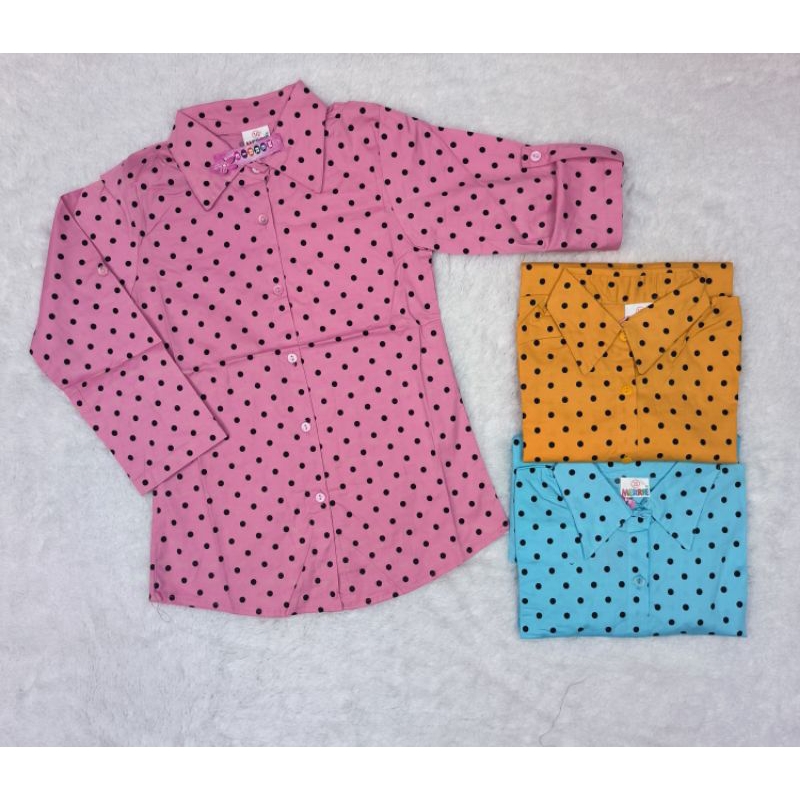 Kemeja anak perempuan polkadot / tunik anak perempuan / kemeja anak perempuan (5-12th)