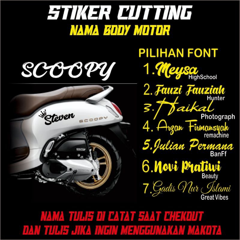 stiker cutting sticker nama custom scoopy hologram reflective