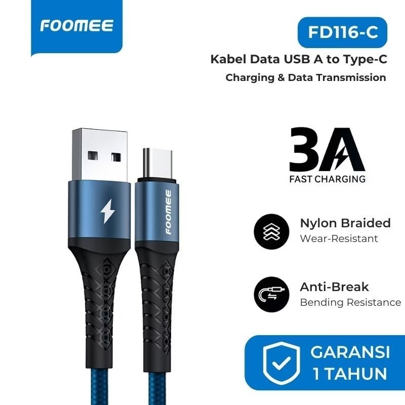 FOOMEE FD116-M /FD116-C /FD116-L KABEL DATA MICRO / TYPE-C/ LIGHTNING 3A EFFICI100C ENT CHARGINGM