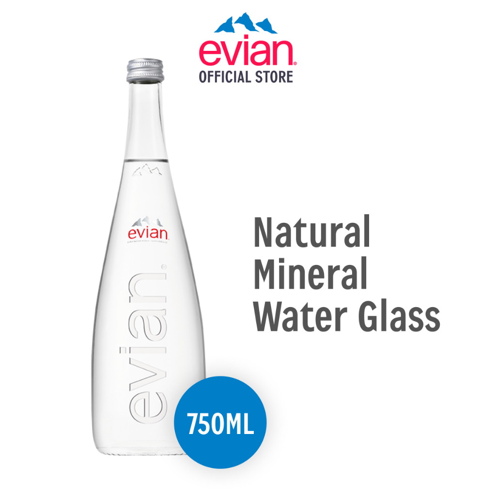 Evian Natural Mineral Water Glass 750ml