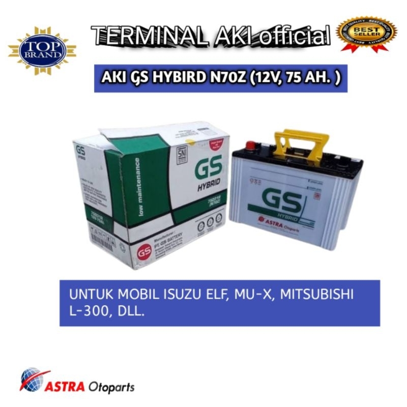 AKI MOBIL L300 SOLAR TRUK KIJANG DIESEL GS HYBRID N70Z 12 V 75 AH