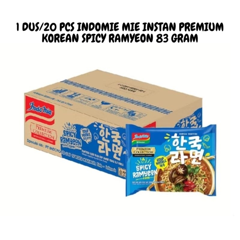 

1 DUS/20 PCS INDOMIE MIE INSTAN PREMIUM COLLECTION KOREAN SPICY RAMYEON 83 GRAM NEW PRODUK BY INDOFOOD TS