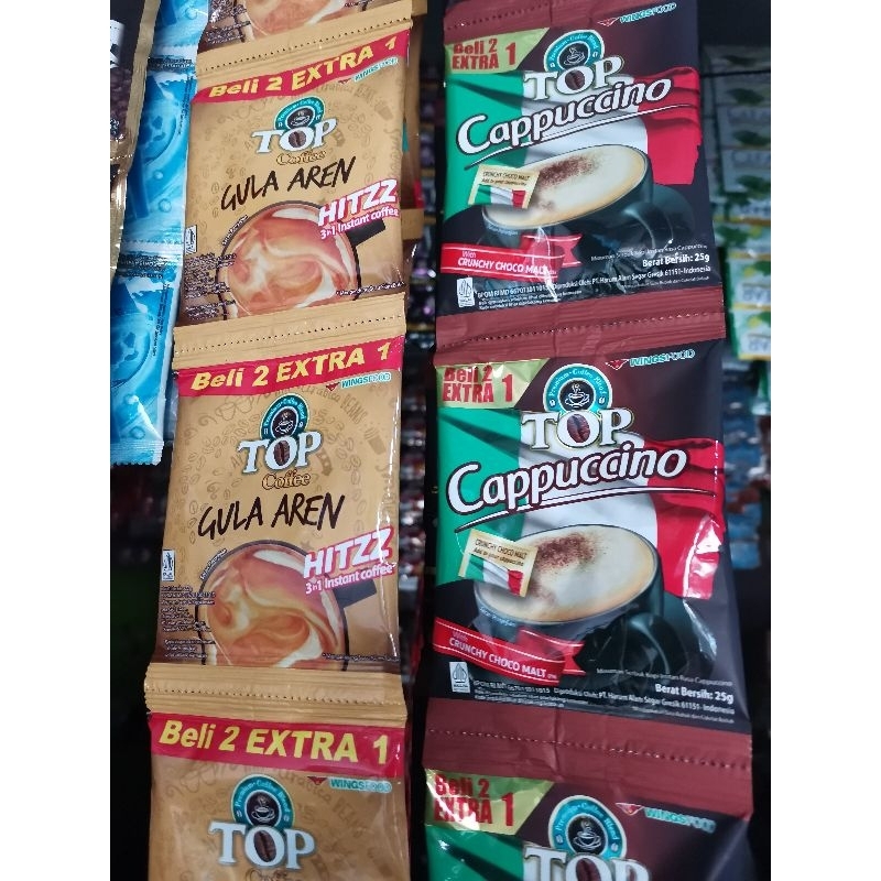 

kopi top cappucino + gula aren. kopi instan