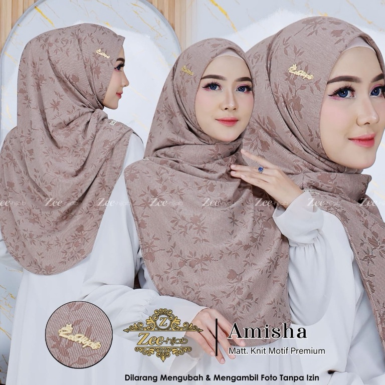 KODE T98J Jisoo Amisha motif daun  Jilbab instan  Hijab instan  Jilbab Bergo  Bergo Knit  Jilbab Mot