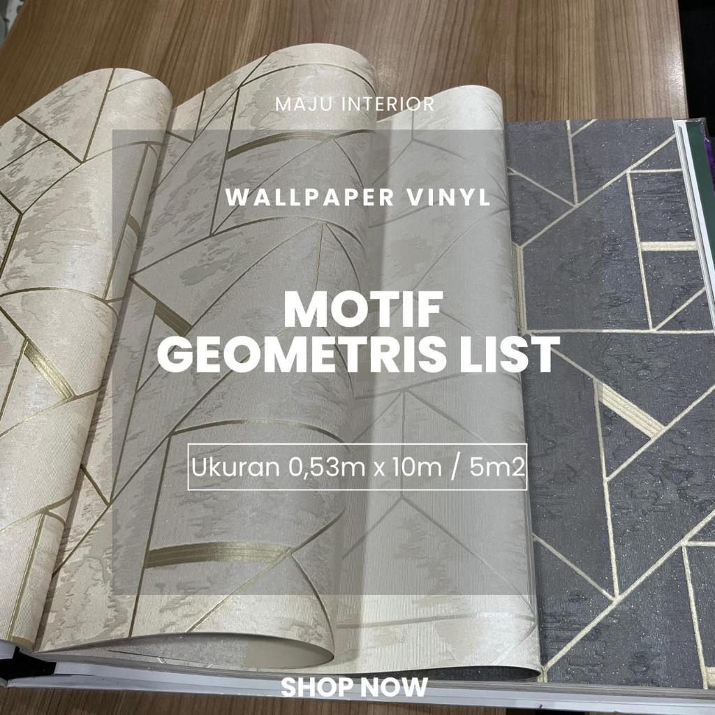 Wallpaper Dinding List Garis Geometris List Gold Silver Walpaper Vinyl Minimalis Murah Ruang Tamu