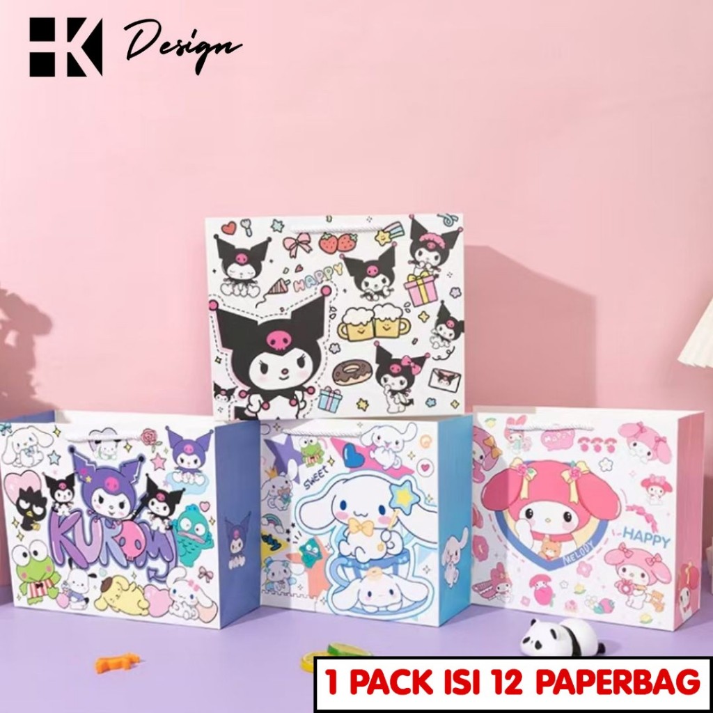 

[17141 12 PCS] PAPERBAG MOTIF UKURAN 32X25X11.5 TAS KADO ULANG TAHUN GOODIE BAG MOTIF