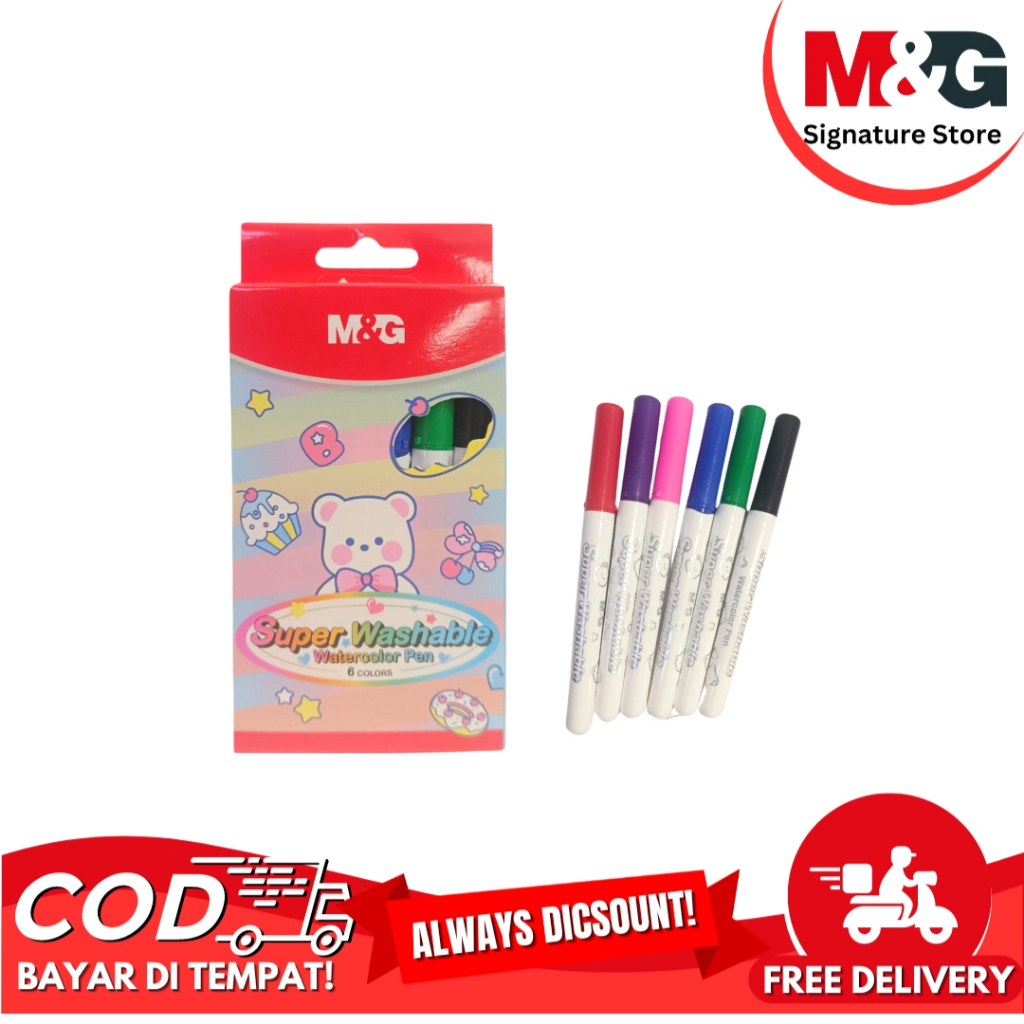 

Watercolour Pen M&G Super Washable 6, 12, 24, Warna Tip #ACP901HK #ACP901HL #ACP901HM