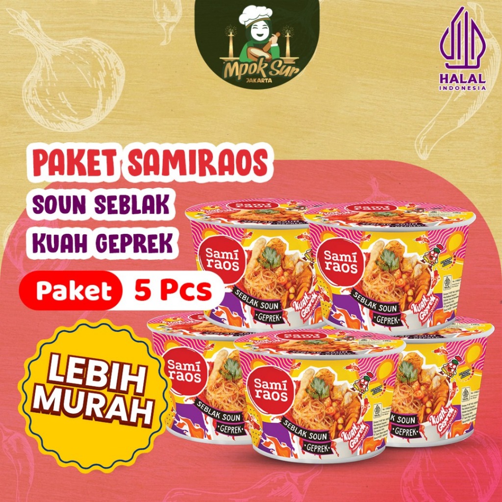 

Paket Hemat Sami Raos Soun Seblak Geprek Cup Samiraos Isi 5pcs