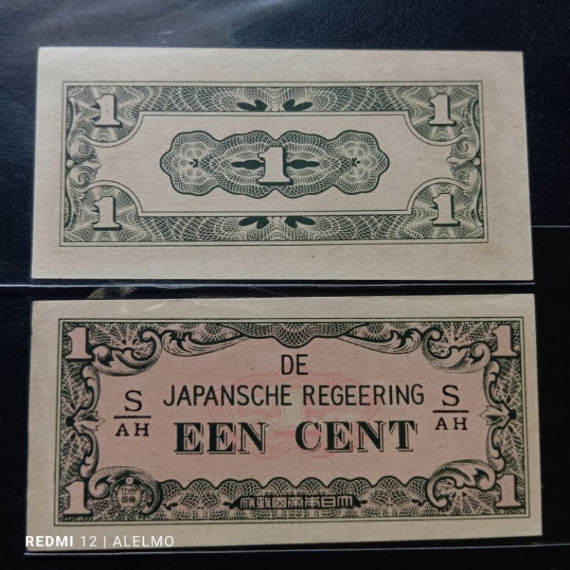 uang kertas kuno 1 sen regeering tahun 1942 gres asli