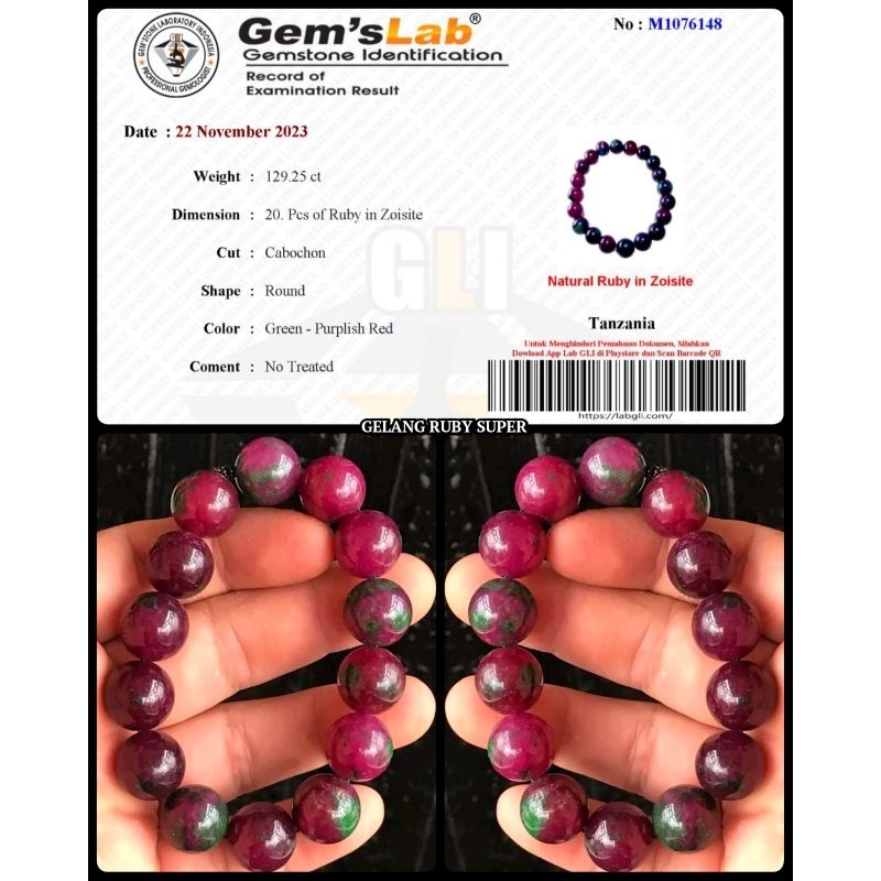 NATURAL.GELANG BATU RUBY DELIMA JUMBO