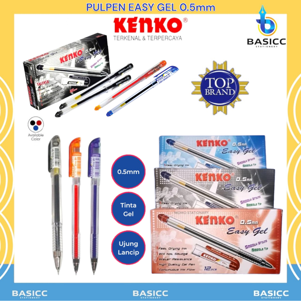 

Kenko Pen Pena Easy Gel 0.5 mm | @ 1 Ktk=12 Pulpen