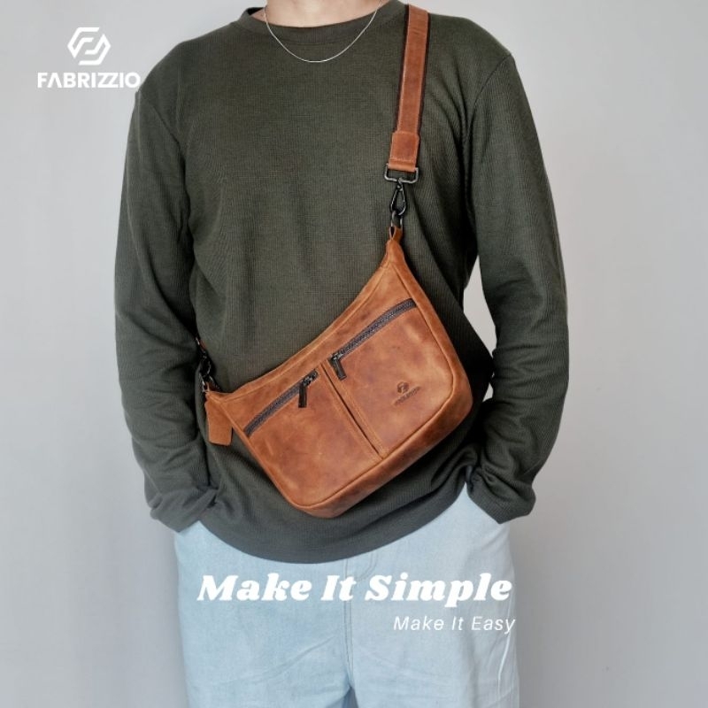 tas selempang pria wanita outfit skena / japan style  kulit sapi asli-SKENA