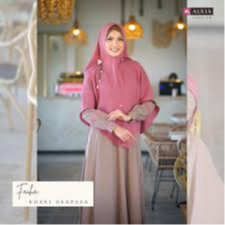 Faiha Set Warna Khaki Deepsea L Original Aulia | Gamis Set Khimar | Gamis Jilbab Softpad Bisa COD