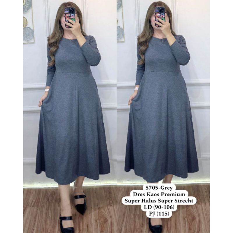 5705 - DRESS KAOS PREMIUM LENGAN PANJANG SUPER HALUS SUPER STRECHT IMPORT BANGKOK.