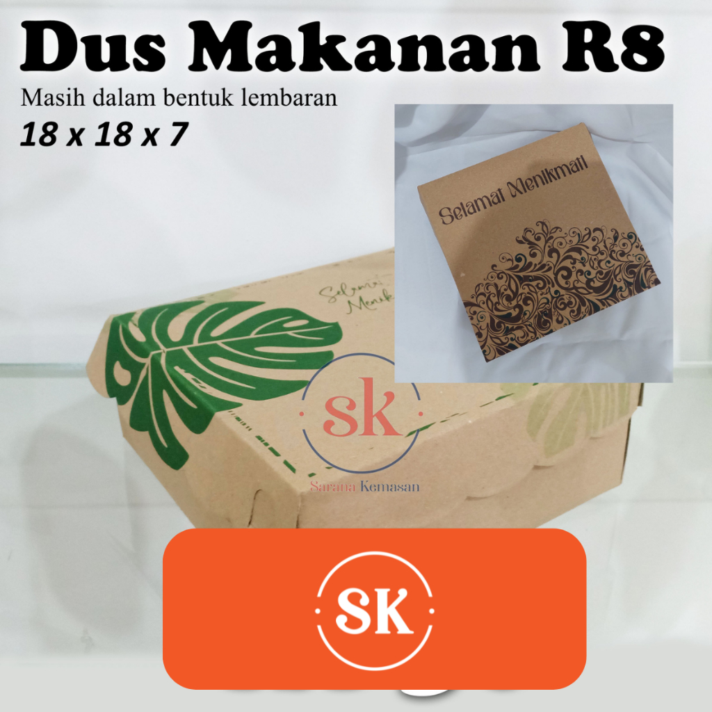 

Box Kraft 350 Motif Daun / Batik motif Kardus Kotak Nasi Catering Makanan R8 uk 18x18x7 (ISI 100)