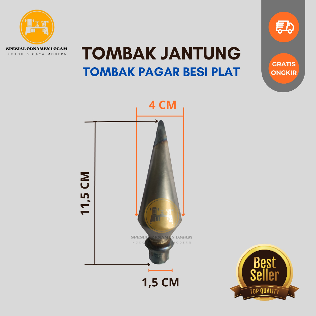 Tombak Jantung Besi Plat Ornamen pagar
