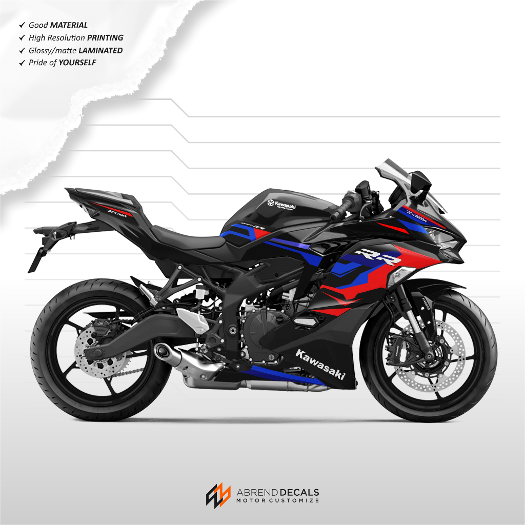 STRIPING ZX25R LIVERY BMW TRI COLOR / STIKER MOTOR KAWASAKI NINJA ZX-25R DESIGN CUSTOM STOCK DECAL
