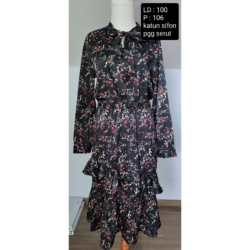 C08 Preloved Dress Vintage Dress bunga Dress katun Dress busui Dress jumbo Dress LD kecil