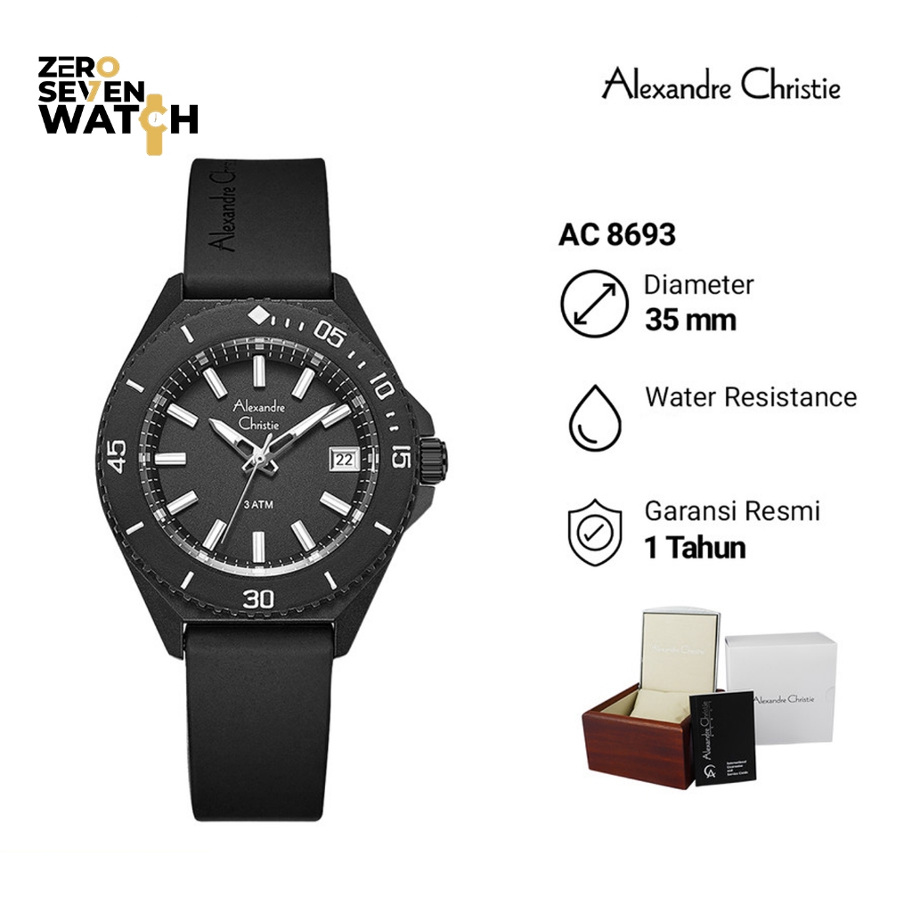 Jam Tangan Wanita Alexandre Christie AC 8693 AC8693 Original Rubber